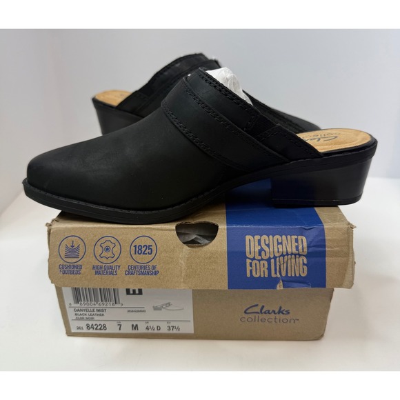 Clarks Shoes - Clark's Danyelle Mist Clogs Black Leather Size 7 Women boho Retro
